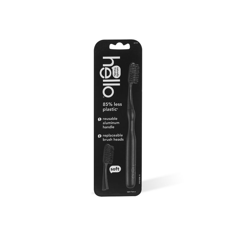 hello Sustainable Manual Toothbrush &#38; Refill - Black - Soft, 1 of 9