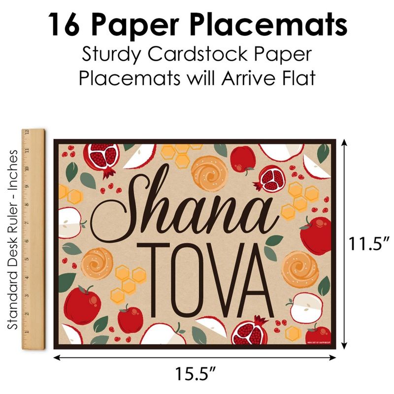 Big Dot of Happiness Rosh Hashanah - Party Table Decorations - New Year Placemats - Set of 16, 5 of 7