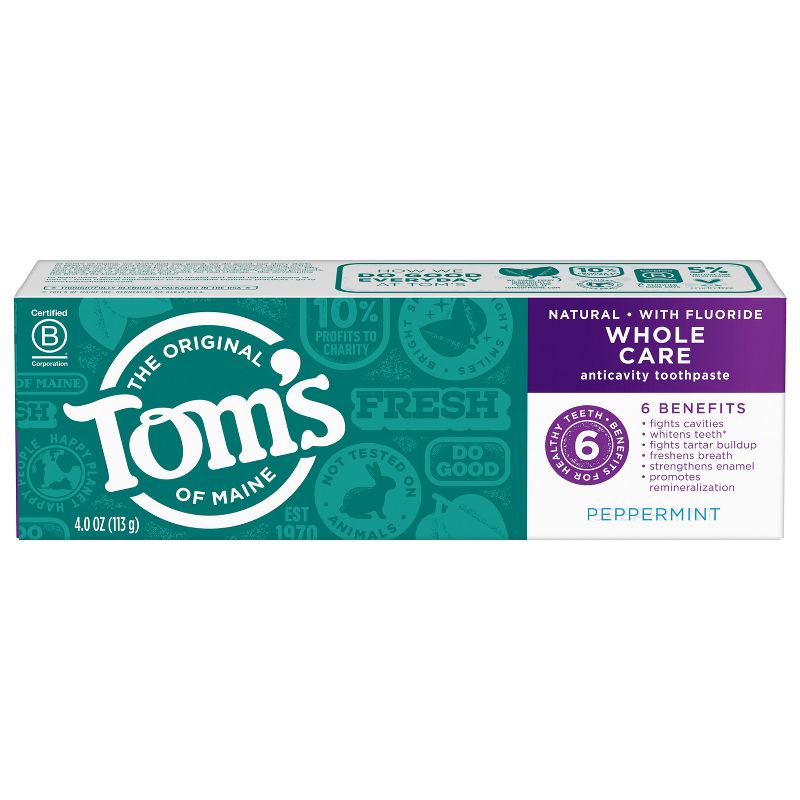 Tom's of Maine Whole Care Peppermint Toothpaste - 4oz, 3 of 8