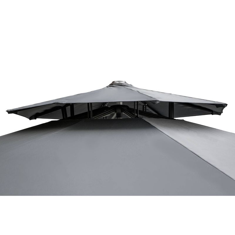 11.5&#39; Round Double-Top Cantilever Umbrella, Aluminum Frame, UV-Resistant Polyester, Adjustable Crank System - Crestlive Products, 4 of 10