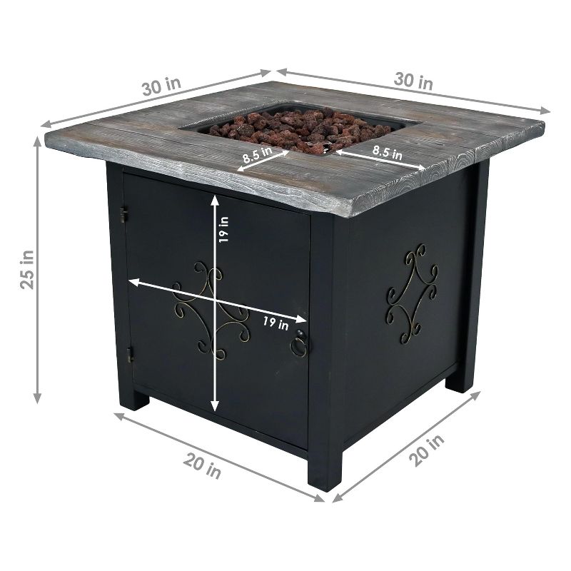 Sunnydaze Outdoor Smokeless Patio Propane Gas Fire Pit Table with Lava Rocks - 30" Square, 4 of 15