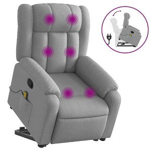 vidaXL Stand up Massage Recliner Chair Light Gray Fabric - 1 of 4