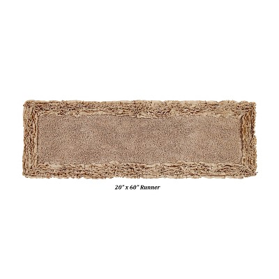 Beige Shaggy Border 100% Cotton 20" x 60" Bath Rug