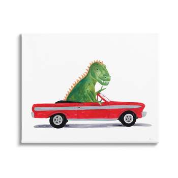 Stupell Industries Dinosaur Monster Sports Car Gallery Wrapped Canvas Wall Art