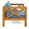 Christopher Knight Home Caribbel Transitional Outdoor Acacia Wood Club Chair with Cushions (Set of 4) - 4 of 4