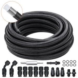 VEVOR 6AN Fuel Line Kit, 25 FT Fuel Hose Kit, 5/16" Nylon Stainless Steel Braided PTFE Fuel Line Kit, E85/Oil/Gas/Diesel Hose End Fitting Kit, Black - 1 of 4