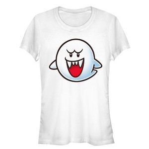 Juniors Womens Nintendo Mario Boo Ghost Smile T-Shirt - 1 of 3