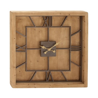 40" x 40" Oversized Square Metal and Wood Clock - Olivia & May