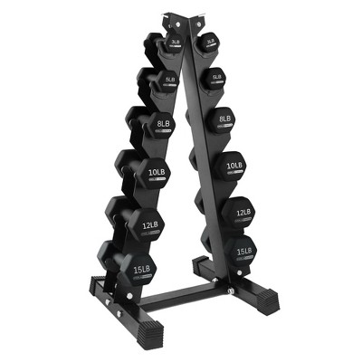 HolaHatha Neoprene Dumbbell Weight Set w/ Storage Rack