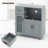 Costway Rolling Kitchen Island with Wheels Kitchen Cart with Drawer and Glass Door Cabinet - 4 of 4