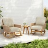 VisioGear Patio Accent Table Sets, 3-Piece Outdoor Table Set with Rocking Chairs, Wooden Accent Table for Patio, Beige, 24.80"*42.52"*31.5" - 3 of 4