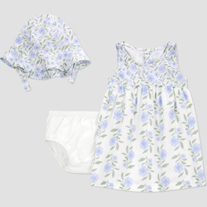 Carter's Just One You® Baby Girls' Dress with Hat - Ivory/Blue - 1 of 4