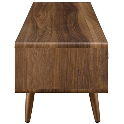 Mid-Century Modern 55" Walnut & White TV Stand with Storage