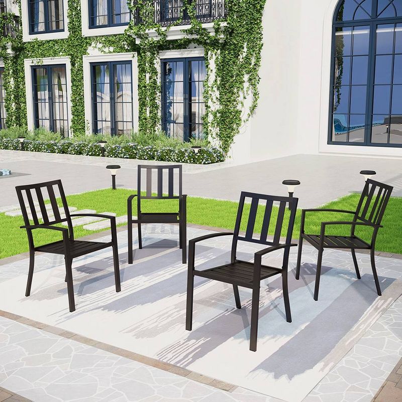 5pc Patio Table &#38; Metal Chairs with Striped Design - Captiva Designs, 3 of 8