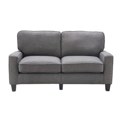 Gray Microfiber Track Arm Loveseat with Removable Cushions