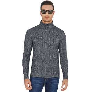 Mens Quarter Zip Up Sweaters Slim Fit Lightweight Mock Neck Pullover Casual Muscle Stretch Polo Sweaters - 1 of 4