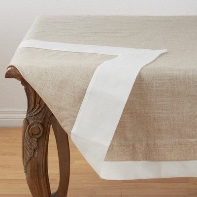 Natural Double Layer Square Fabric Tablecloth with Thick Border
