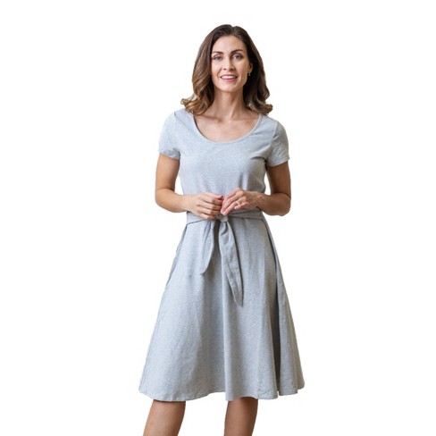 Short Sleeve Tie-Waist Dress in Extended Sizes