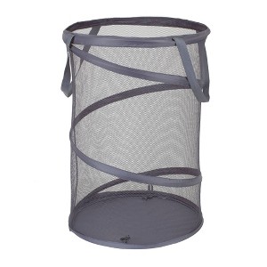 Household Essentials Pop Up Hamper Poly Mesh Bag Gray: Portable Collapsible Laundry Basket, 25" Height, 3.7 Cu Ft Capacity - 1 of 4