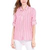 INSPIRE CHIC Women's Striped Button Down Roll-up Long Sleeves Point Collar Shirt - 3 of 4