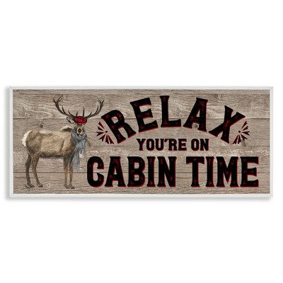 Stupell Industries Cabin Time Phrase with Deer, 30" x 13"