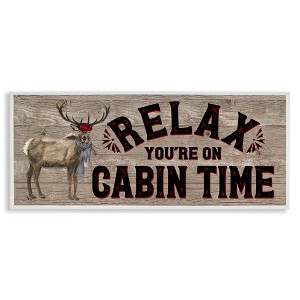 Stupell Industries Cabin Time Phrase with Deer, 30" x 13" - 1 of 4