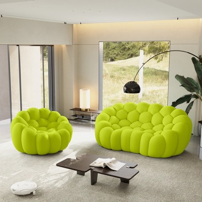 WJShome Single Bubble Chair with Ottoman,Oversized Memory Foam Bubble Lazy Floor Sofa, Modern Upholstered Bean Bag Sofas