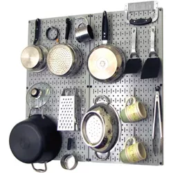 Wall Control Kitchen Pegboard Organizer Kit Pots & Pans Rack - Gray Pegboard with Hooks