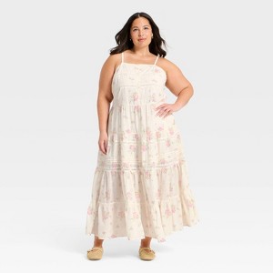 Women's Sleeveless Lace Maxi A-Line Dress - Universal Thread Cream Floral  XXL : Target