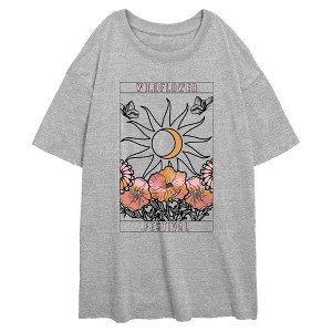 Junior's Lost Gods Wildflower Festival Card Oversized T-Shirt - 1 of 2