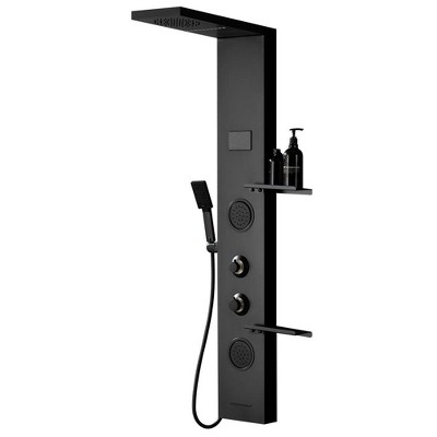 BWE 2-Jet Rainfall Shower Panel System with Rainfall Shower Head, Shelf, STub Spout and LED Light