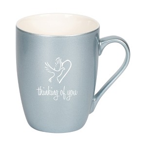 Elanze Designs Thinking Of You Frosted Blue 10 ounce New Bone China Coffee Cup Mug - 1 of 4