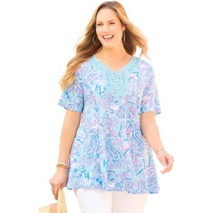Catherines Women's Plus Size Crochet Swing Tunic - 1 of 4