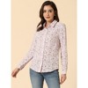 Allegra K Women's Point Collar Long Button Sleeve Button Down Floral Shirt - 2 of 4