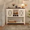 YESFASHION Farmhouse Sideboard Cabinet with Storage, Coffee Bar Table with Sliding Barn Metal Mesh Door, Kitchen Storage Sideboard with Bottom Shelf - 3 of 4