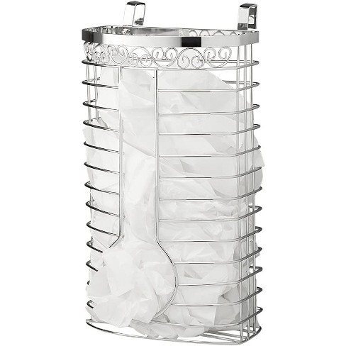 Plastic Bag Storage Holder In Chrome - Over The Cabinet Kitchen Organizer  Or Wall Mount Grocery Bag Storage Easy-access Openings - Homeitusa : Target