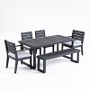 GDFStudio Broderick 6 Piece Outdoor Acacia Wood Dining Set With Bench and Cushions - 2 of 4