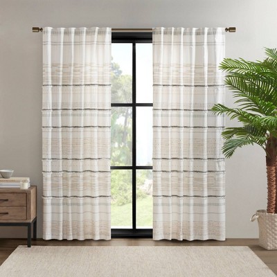 84"x50" Nea Cotton Printed Light Filtering Window Curtain Panel Natural