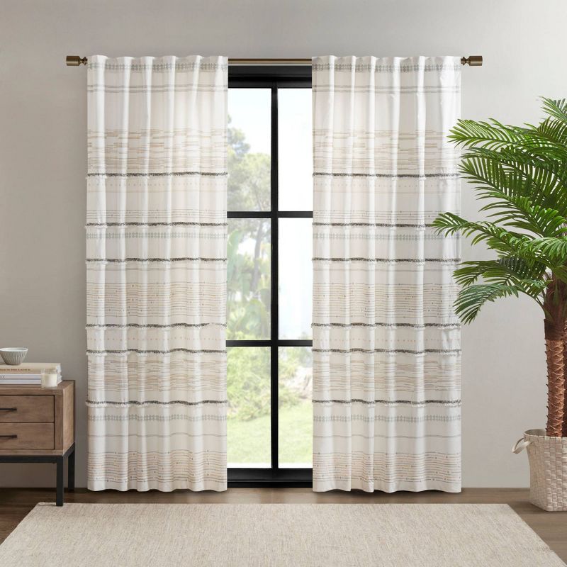 1pc 50&#34;x84&#34; Light Filtering Nea Printed Curtain Panel Natural - Ink+Ivy, 1 of 7