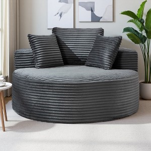 Round Memory Foam Sofa Bed with Sectional Design & 3 Pillows - 1 of 4