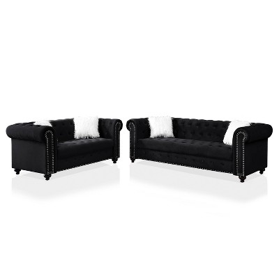 2pc Paseo Sofa and Loveseat Set Black - miBasics