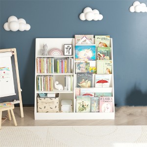 Kids Bookshelf and Toy Storage Organizer, Multifunctional 4 Tier Wooden Kids Book Shelf with Bookcase Display Stand for Kids Room Playroom Nursery - 1 of 4