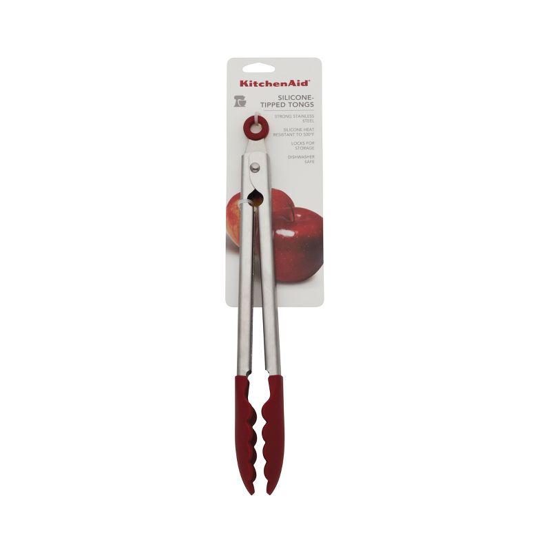 KitchenAid Stainless Steel with Silicone Tipped Tongs Red, 2 of 4