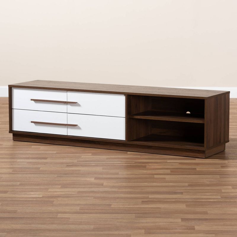 Mette Walnut Finished Wood TV Stand for TVs up to 63&#34; White - Baxton Studio, 6 of 10