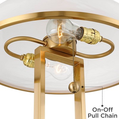 Modern Gold Metal Table Lamp with White Glass Dome Shade