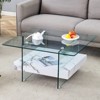 FONTOI 31.4" Two-Tier Coffee Table with Marble Pattern Sticker, Side Table for Living Room - 2 of 4