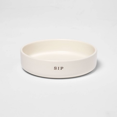 White ceramic 2025 cat bowl