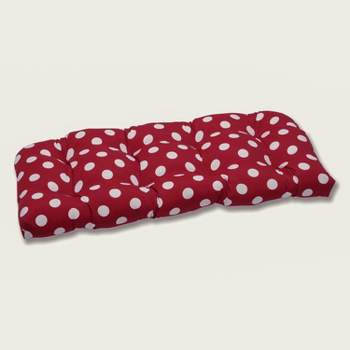Polka Dot Outdoor Wicker Loveseat Cushion - Pillow Perfect