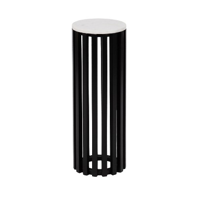Kate And Laurel Paynter Marble Drink Table, 9" Diameter, Black : Target