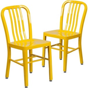 ADILE Modern Metal Dining Chairs Set of 2, Yellow - 1 of 4